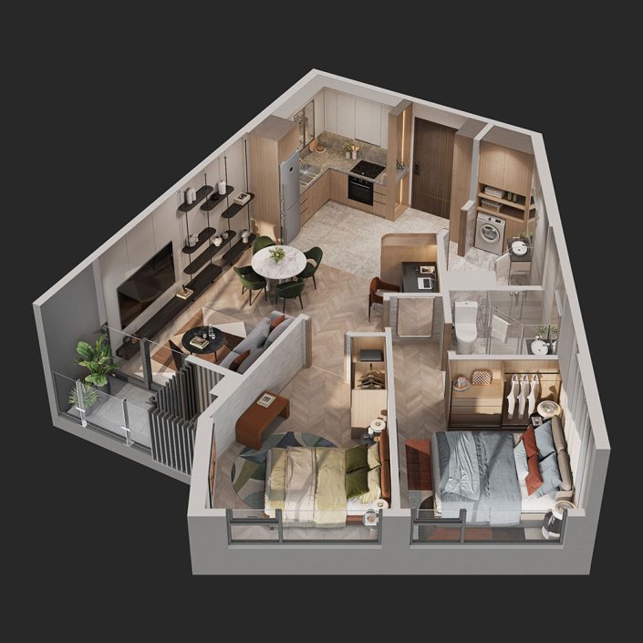 thiet ke can ho 2pn1 lumiere springbay