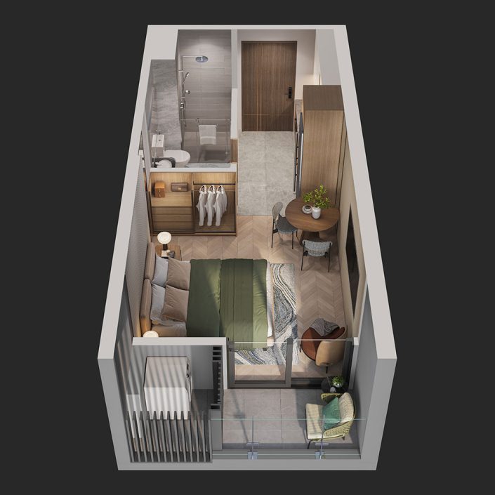 thiet ke can ho studio lumiere springbay